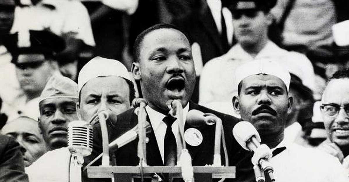 Martin Luther King Jr. delivers his "I have a dream" persuasive speech